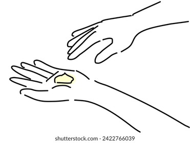 Hand placing cream on palm illustration
Illustration of a hand on a white background