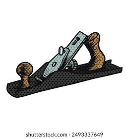 Hand plane icon halftone color vector illustration