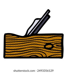 hand planer icon hand drawn halftone color vector illustration