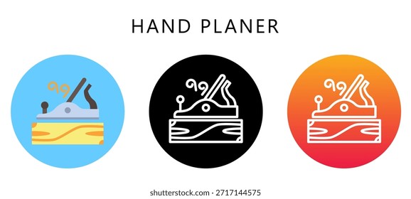 Icono de estilo multi cepillador de mano, plano, línea, glifo, lineal, tono dual. Relacionado Con La Carpintería, Industria De La Madera. Uso Para El Concepto Moderno, Ui, Web Ux Y Desarrollo De App.