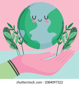 hand with planet ecology conscience