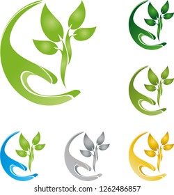 Hand and plant in different colors
