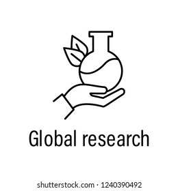 hand, plant, flask outline icon with name