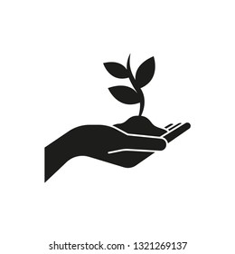 Hand with plant icon