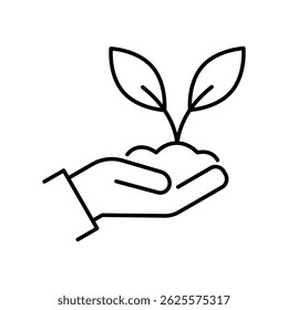 Hand with Plant icon. Eco Friendly icon. Symbol of Hand Holding plant. Vector illustration.