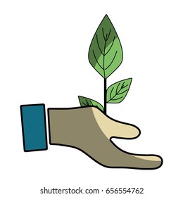 hand with plant to planet conservation