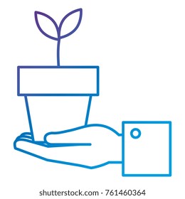 hand with plant in pot icon