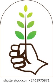 Hand with Plant Tree logo vector
