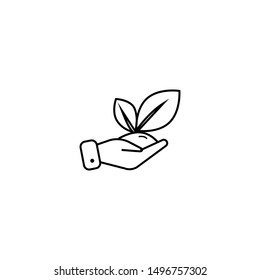 Hand with plant vector icon, ecology logo