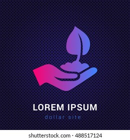 Hand Planting Blue & Red colorful gradient attractive bright material Icon / Logo Design