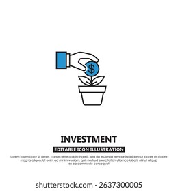A hand planting a coin into a pot, representing long-term investment