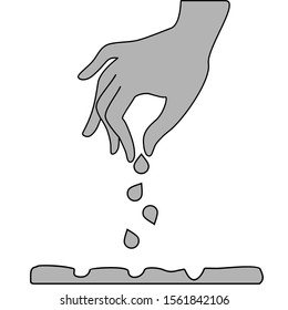 Hand planting seeds in ground vector icon. Sowing, crop, seeding, inoculation illustration.