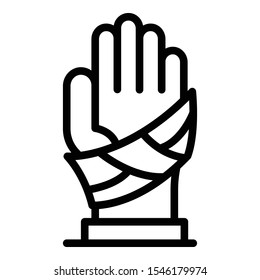 Hand plaster icon. Outline hand plaster vector icon for web design isolated on white background