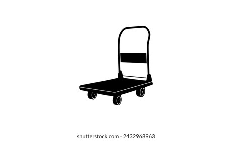Hand-Plattformwagen , schwarze isolierte Silhouette
