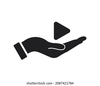 Diseño del logo Hand Play. Reproducir logotipo con vector de concepto de mano. Diseño del logotipo Hand and and Play