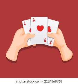 Hand playing card game symbol cartoon illustration vector