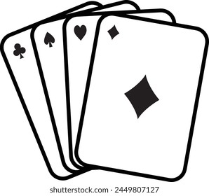 hand of playing cards with club spade heart diamond line icon