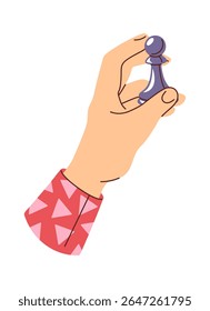Hand playing chess pawn cartoon