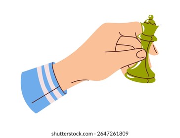 Hand playing chess queen figure
