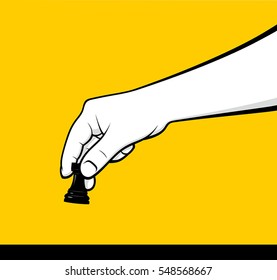 Hand playing chess rook