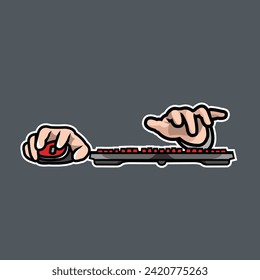 hand playing keyboard pc and mouse