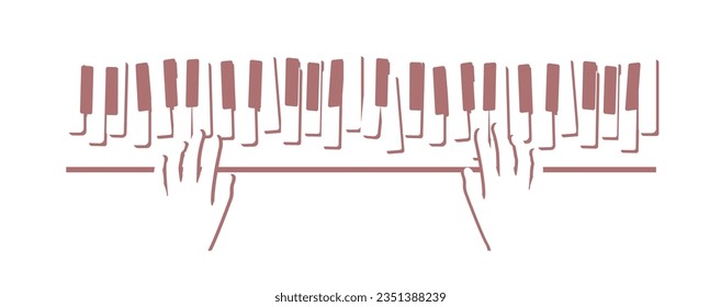 hand playing piano brown line pattern White background for cover work