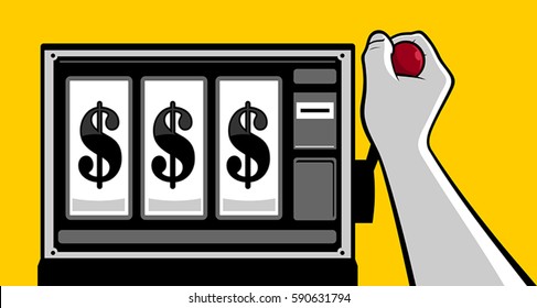 Hand playing Slot Machine