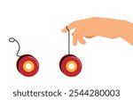 Hand Playing with Yoyo Flat Style. Games and arm training game vector art