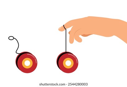 Hand Playing with Yoyo Flat Style. Games and arm training game vector art