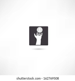 hand and plenet icons