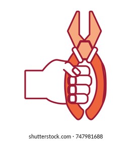 hand with plier vector  illustration