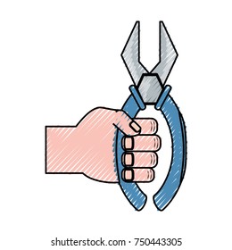 hand  with  plier    vector illustration