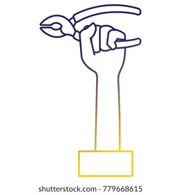 hand with pliers tool isolated icon