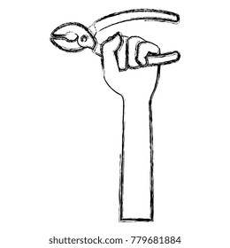 hand with pliers tool isolated icon