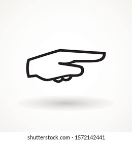hand point icon. Pointing finger sign. Thin line art. Linear style illustration isolated on white. Pointing Navigation sign. Hand indicating the direction. Flat style for graphic and web design, Trend