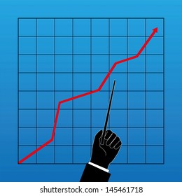 hand point out a graph