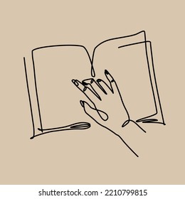 Hand point at a page on a book to learning or reading.