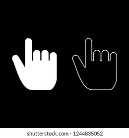 Hand point select declare index finger forefinger for click concept pushing choose icon outline set white color