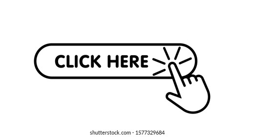Hand pointer, click button. Isolated vector icon. Garaphic web design element. Navigate information banner. Internet navigation concept.