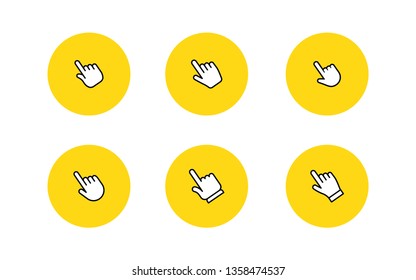 Hand pointer click, clicking icon vector set. Editable line weight.