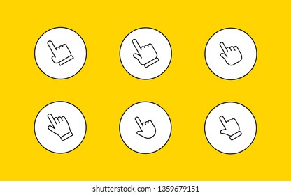 Hand pointer click, clicking icon vector set. Editable line weight.