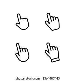 Hand pointer click, clicking icon vector set. Editable line weight.