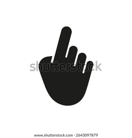 Hand pointer click gesture with raised index finger solid icon. Touchscreen command indicator for user interface and navigation silhouette symbol. Isolated Vector Illustration.