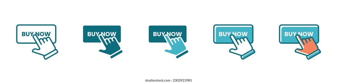Hand pointer clicking buy now icon button vector purchase product symbol