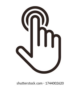 Hand pointer, clicking icon isolated on white backgound
