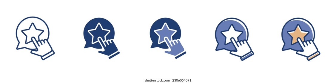 Hand pointer clicking rating stars icon vector for feedback service review satisfaction sign flat line style