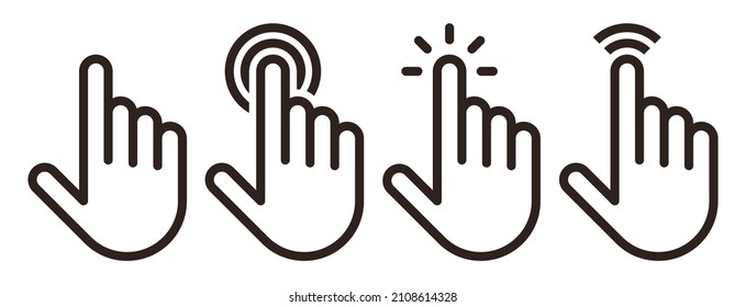 Hand-Zeiger, Cursor, Klicken Sie auf Symbol, Hand-Cursor-Symbol einzeln auf weißem Hintergrund