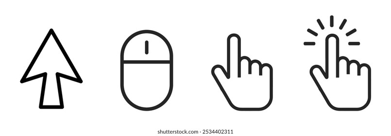 Hand pointer cursor mouse vector icon set. Cursor icon. Mouse pointer vector icon