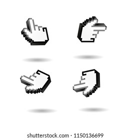 Hand pointer cursor set . 3d finger icon