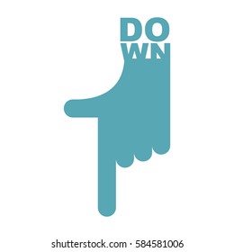 Hand pointer down. Direction of route finger isolated
